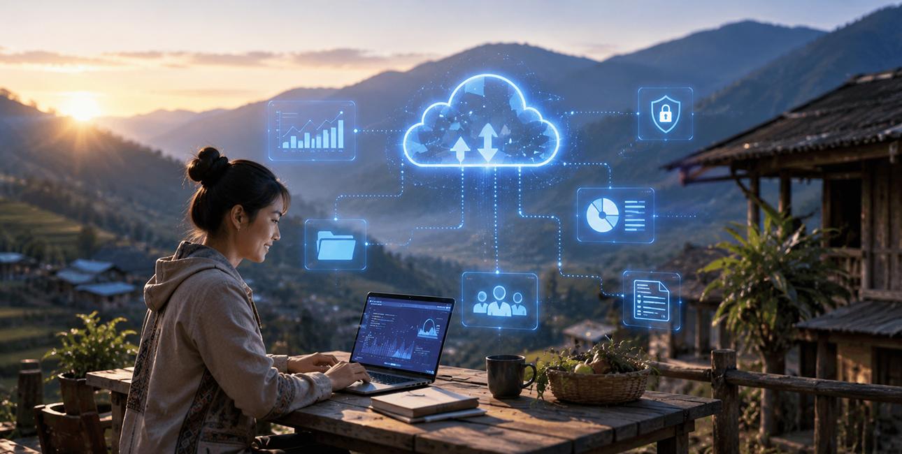 Cloud and AI technology visual from the Net Bright Cloud & AI solution